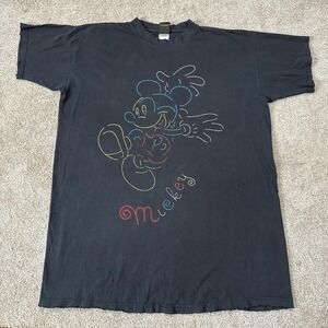 Vintage 90s Mickey Mouse Graphic T-Shirt XL Black Disney Tee